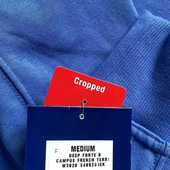 Champion Cropped Sweatshirt French Terry Top Blue - Picture 7 of 8